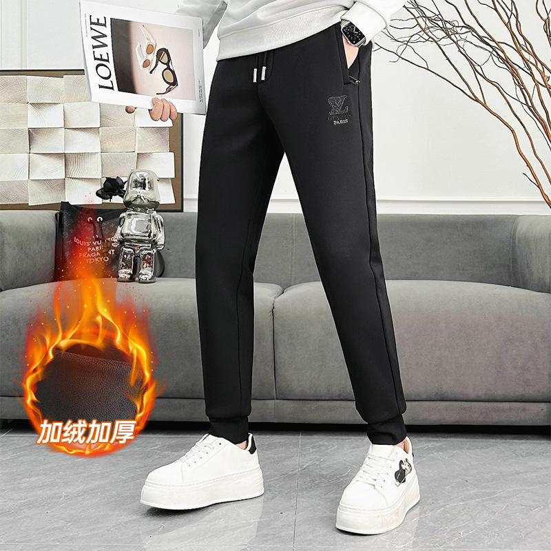 2025 New autumn and winter skinny casual pants, sweatpants, men's sportswear pants, men's fleece sportswear pants
