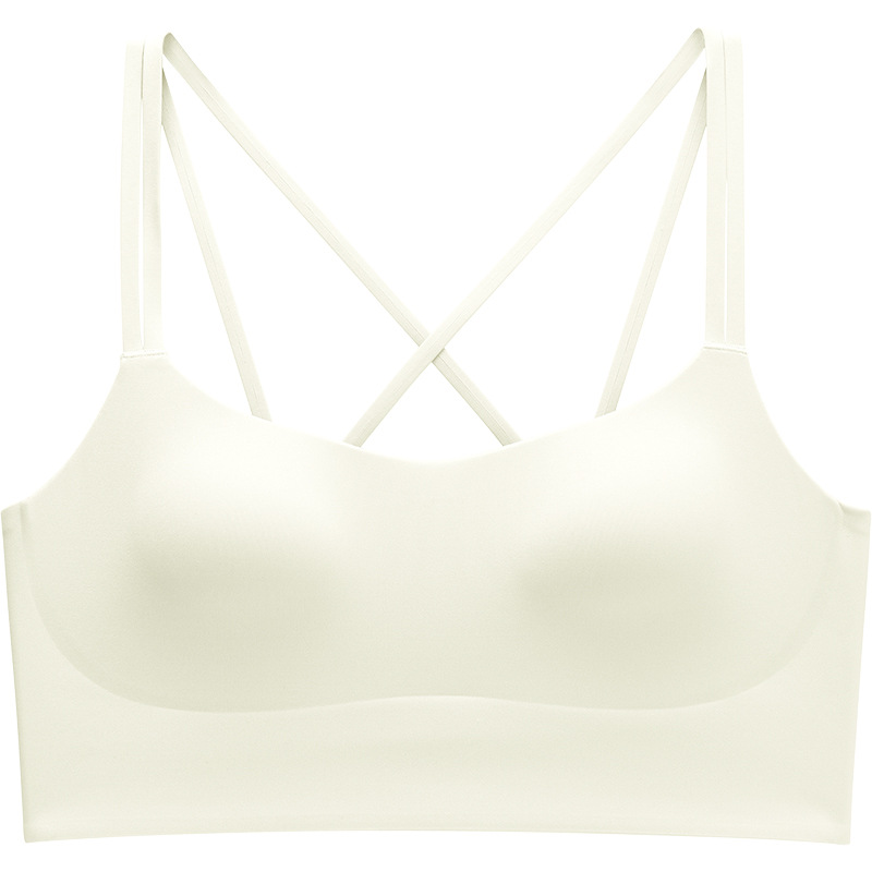 无痕吊带背心抹胸内衣女一体带胸垫薄款美背运动内搭文胸白色打底白底实物图