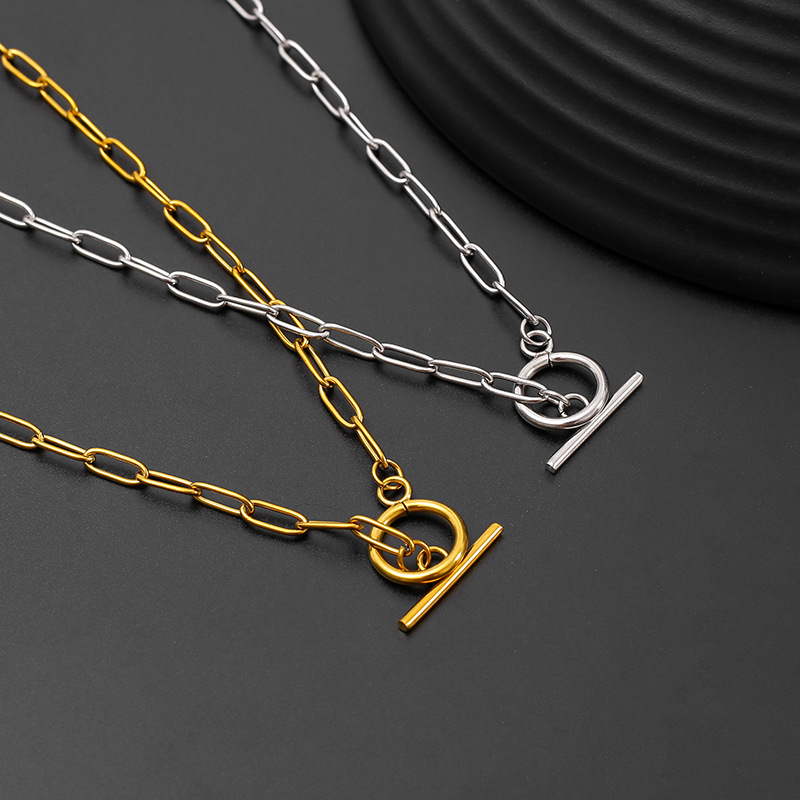 European and American cross-border non-fading stainless steel cross-shaped chain collarbone chain, European and American style necklace for men and women, OT item