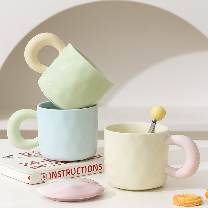 韩式ins小清新糖果色马卡龙陶瓷马克喝水咖啡杯男女生情侣家用杯