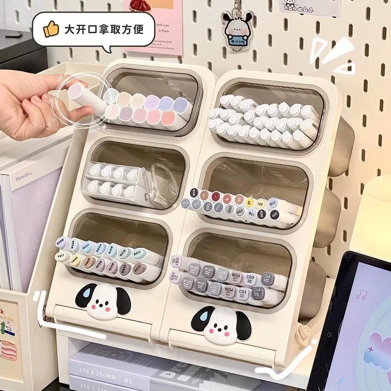 Pen holder stationery storage box, primary school student desk pen holder storage rack, office desk pen holder cartoon cute and fun details Picture