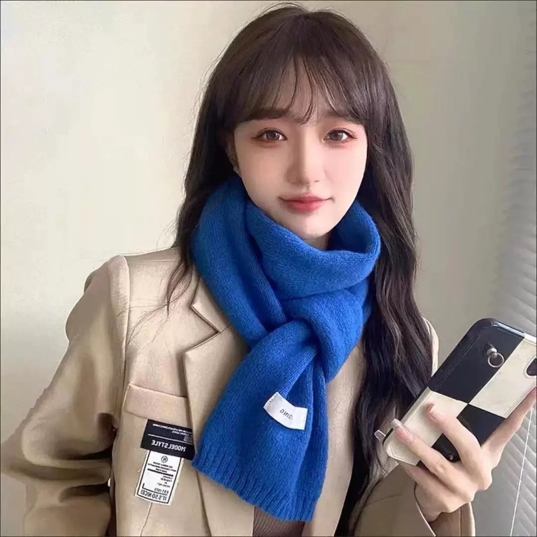 One-piece consignment wholesale of Korean solid color versatile autumn and winter new woolen couple and student small scarves, cute knitted warm scarves, street stall wholesale