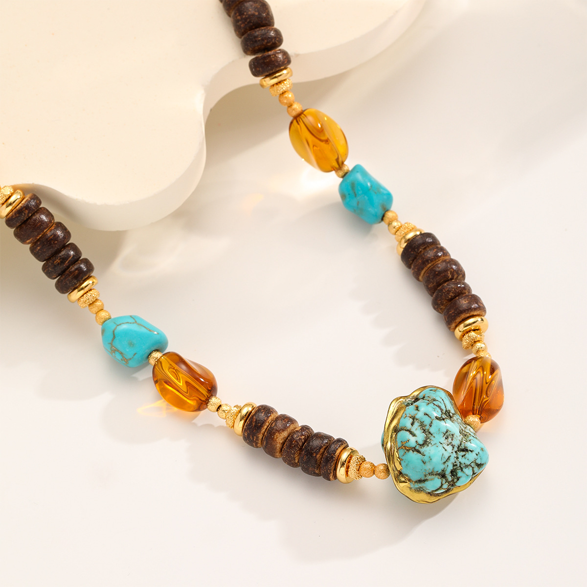 Nasha Cross-border Exclusive Maillard Wind Natural Stone Turquoise beaded Necklace, non-fading necklace, light luxury high quality Application Scenario