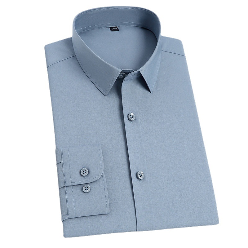 Spring and Autumn's new mulberry silk shirt for men, long-sleeved, high-elasticity, wrinkle-free and light luxury business casual cross-border shirt Item Picture