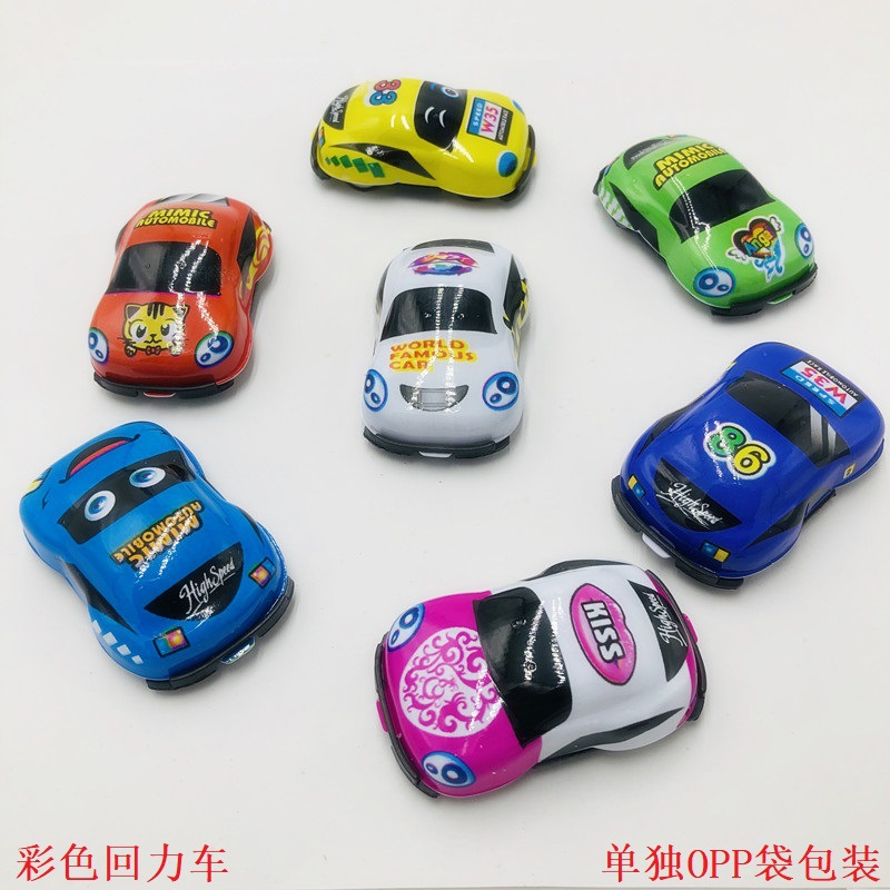 Wholesale of cartoon color rebound car children's toys, boy gifts, creative small gifts, mini car models details Picture