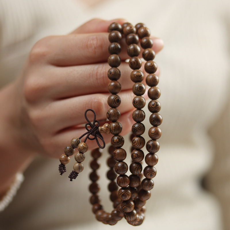 Wholesale chicken wing wood bracelets, Buddhist prayer beads and prayer beads, 108 pieces. Men's and women's bracelets, gift Buddhist prayer beads and prayer beads wholesale, Zen meaning Specification image