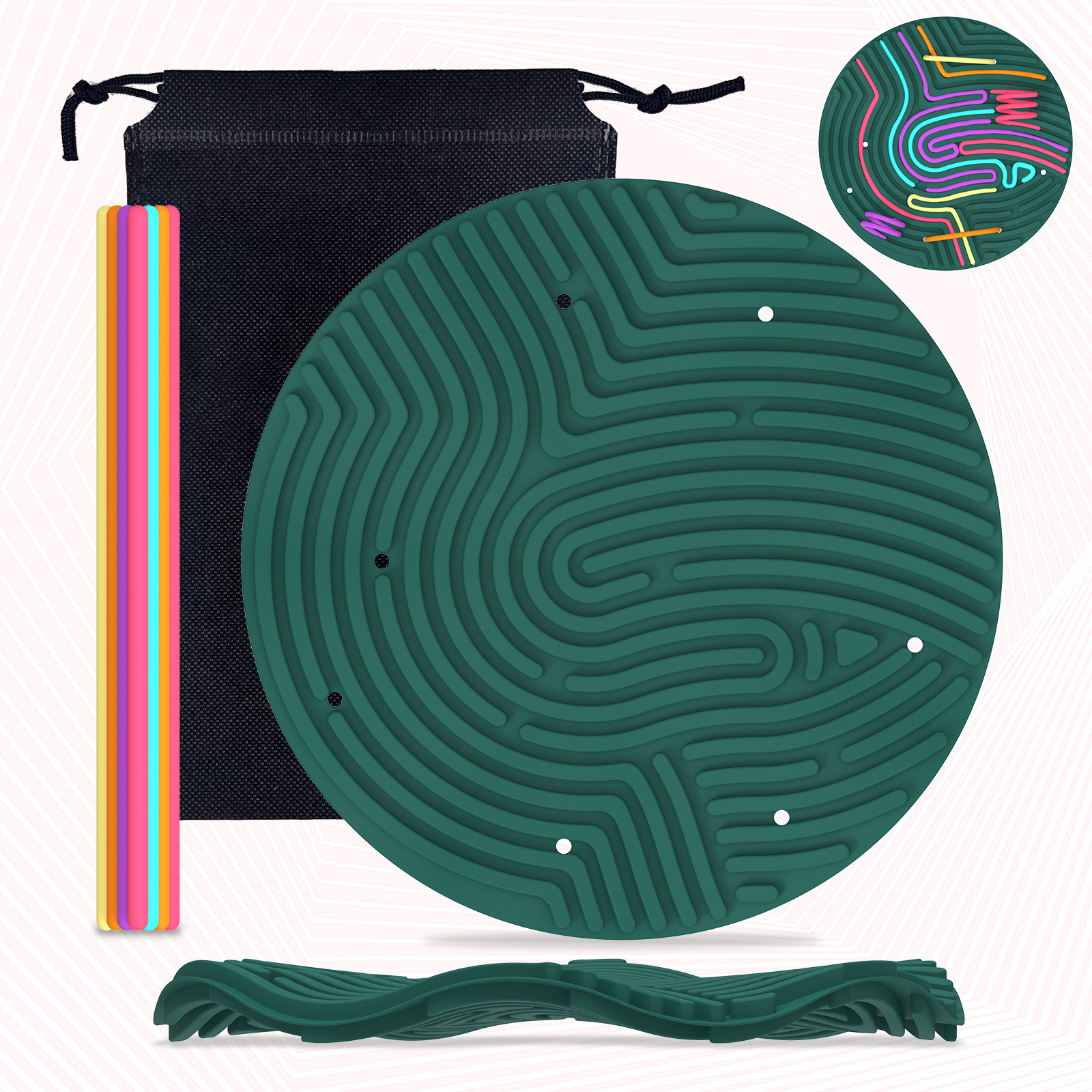 Amazon's best-selling round portable children's intelligence, stress-relieving, calming and anxiety relief silicone sensory activity board Item Picture