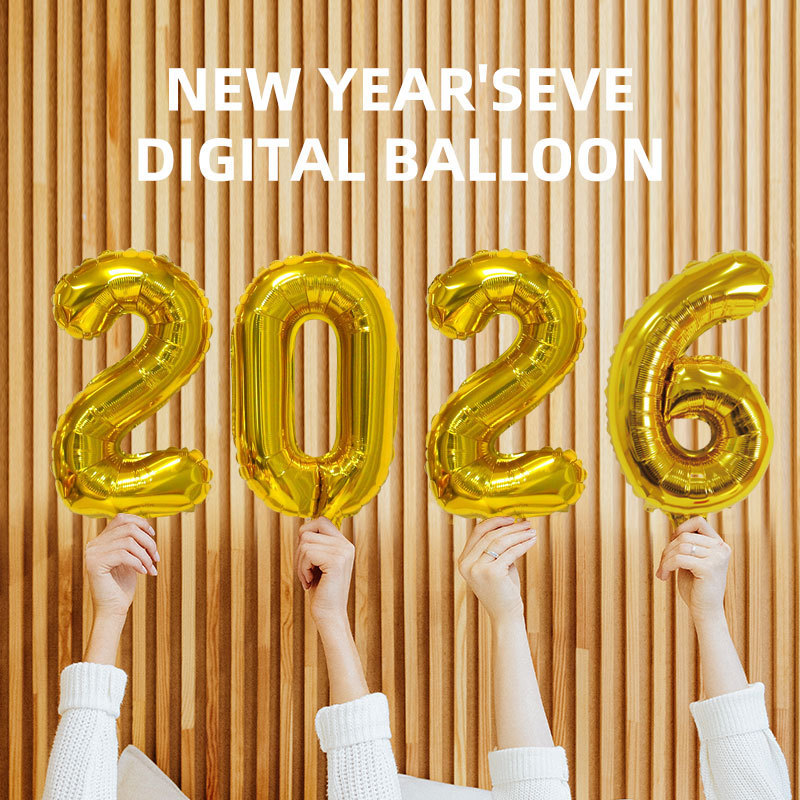 American slimming 16-inch, 32-inch, 40-inch digital aluminum foil balloon set 2026 aluminum film balloon New Year decoration balloon