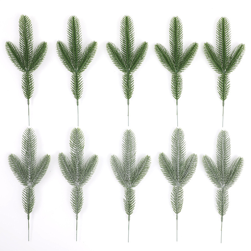 仿真植物塑胶立体双面松针仿真塑料松针圣诞树花环装饰塑胶松针白底实物图