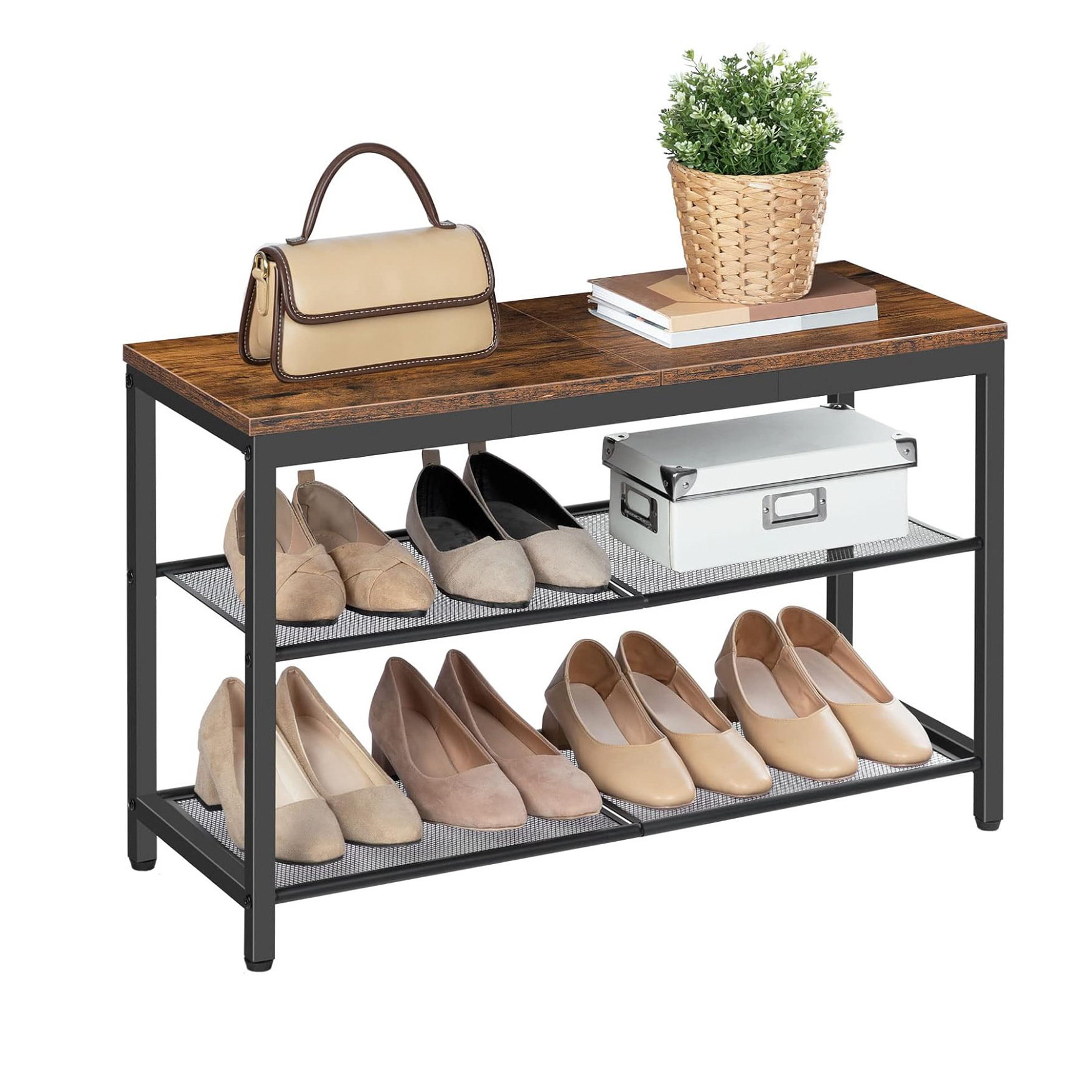 This is a best-selling shoe cabinet on Amazon's cross-border e-commerce platform, featuring a three-layer inclined multi-functional iron-wood combined disassemblable and storage shoe rack Specification image