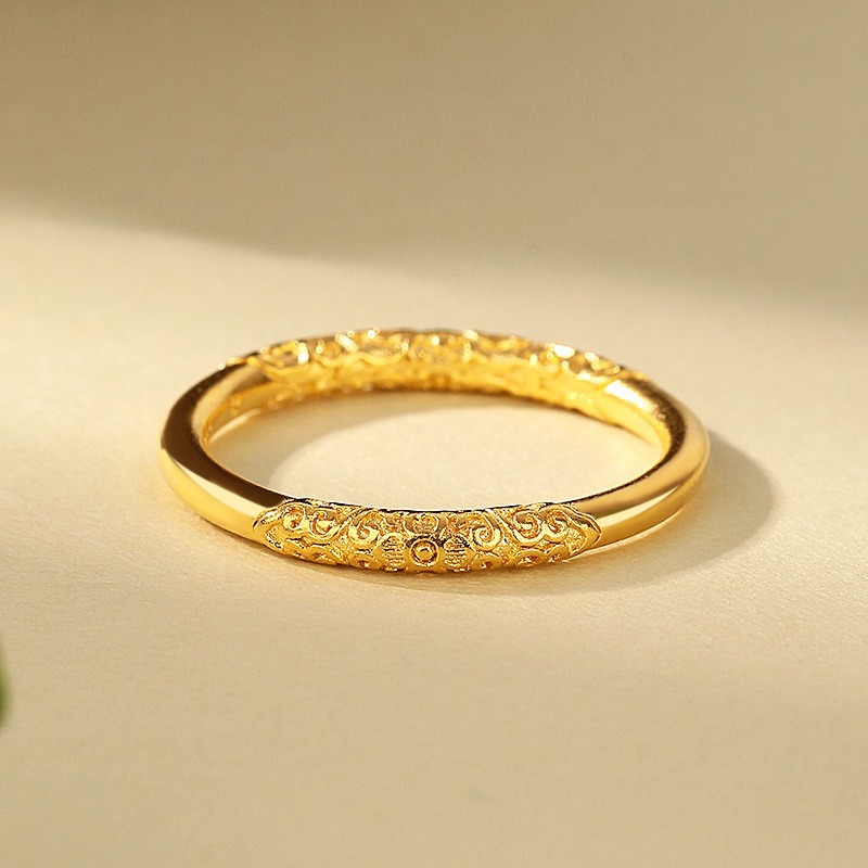 越南沙金桂花紫金花卷草纹戒指石膏模具古法浮雕素圈实心戒指