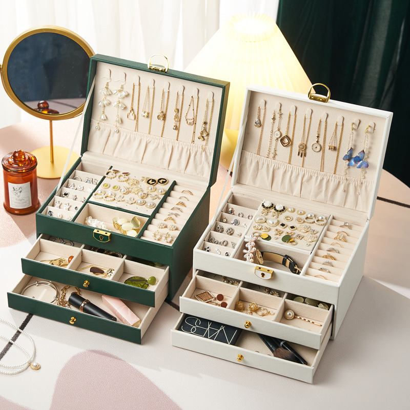 Cosmetics storage box, dressing table, lipstick and skin care products, dust-proof large-capacity storage box, desktop accessory storage box