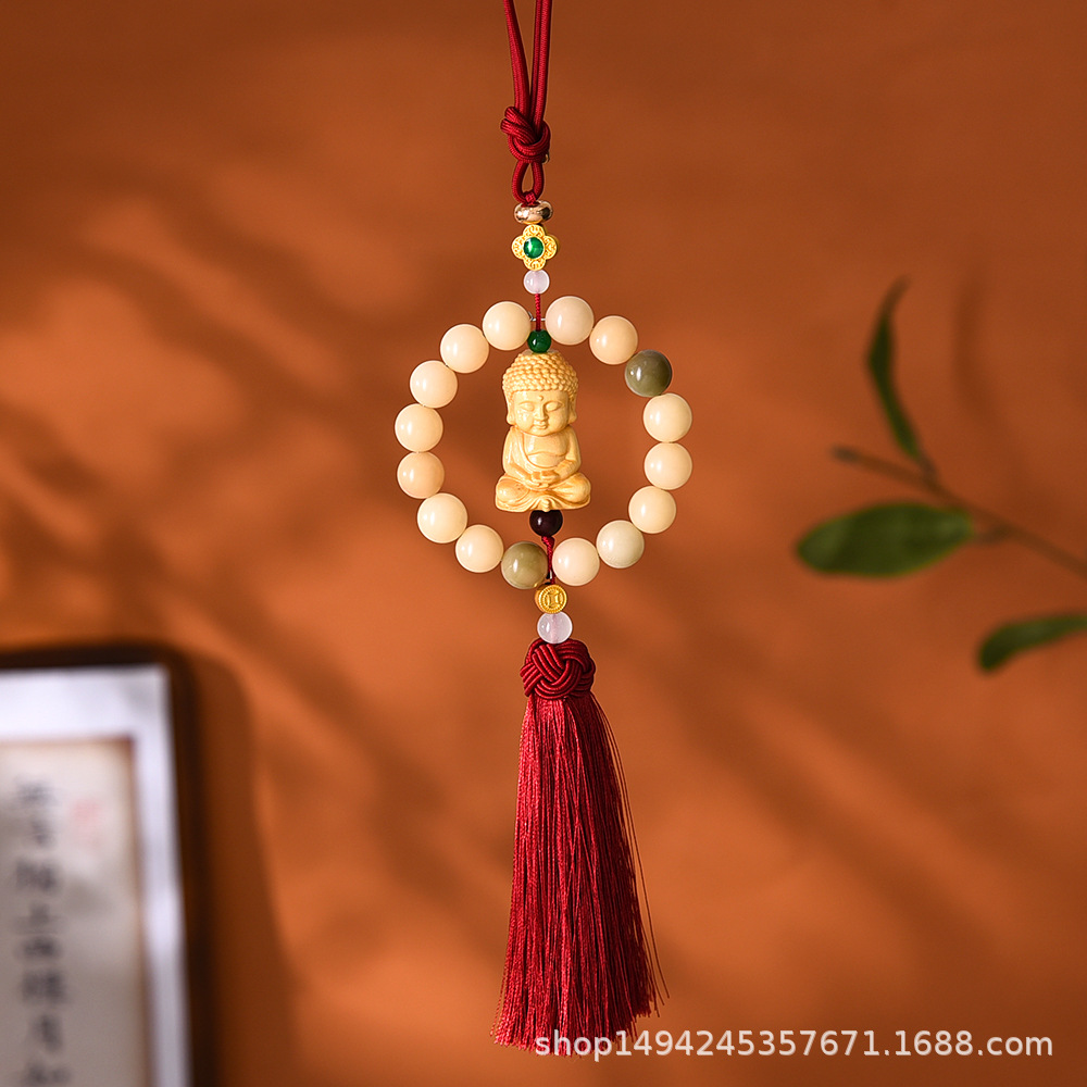 Bodhi Peace Buddha car pendant, car rearview mirror entry and exit peace decoration pendant, high-end car interior hanging decoration Application Scenario