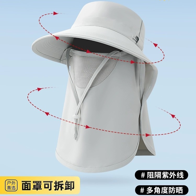Sombrero de protección solar funcional visera transpirable visera protector de cuello sombrero solar integral anti-uv sombrero de seguridad para el hogar details Picture