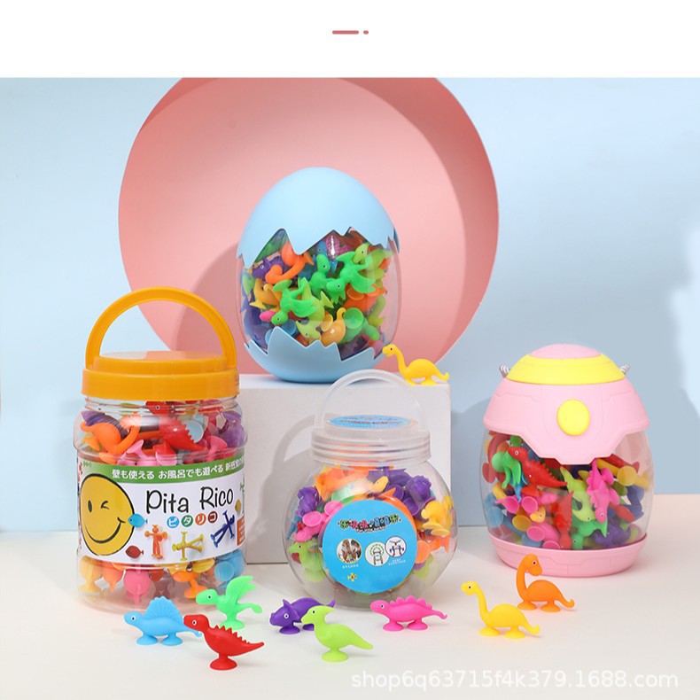 DIY soft adhesive Jigsaw puzzle building blocks, children's bath and bathroom suction fun dinosaur suction cup toys Item Picture