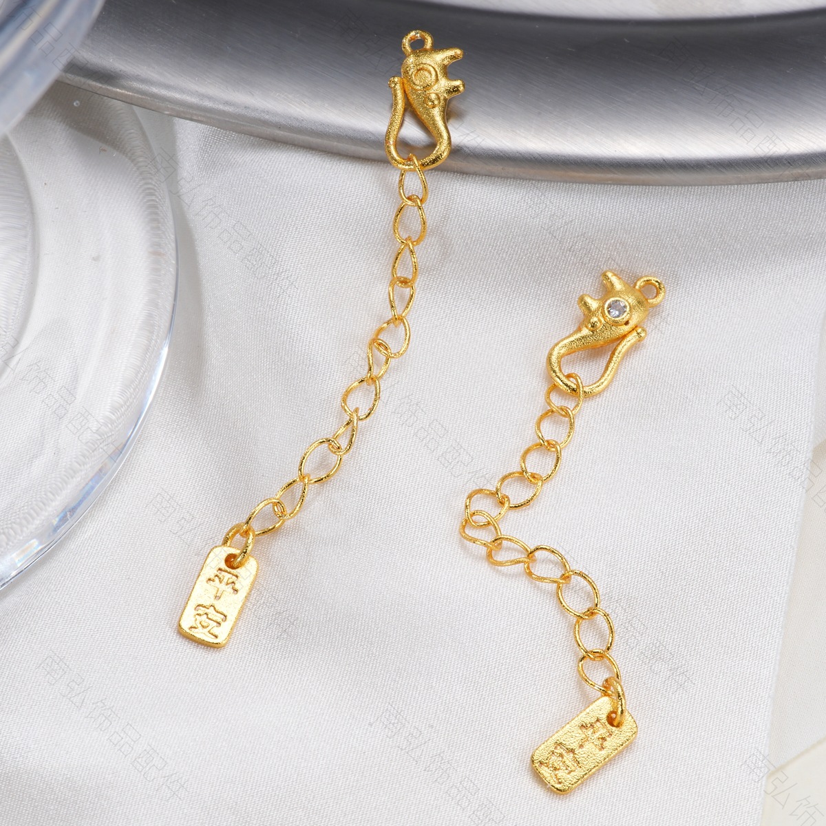 Copper-plated 18k traditional sand gold color retention fortune brand extension chain bracelet, pearl necklace, clasp, DIY jewelry accessories details Picture