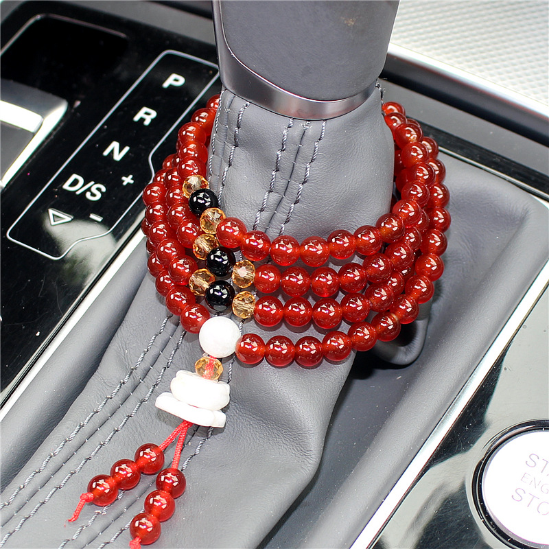 Automotive supplies, car gear shifting beads, agate pendants, car ornaments, black agate, red agate women's bracelets, 6MM Specification image