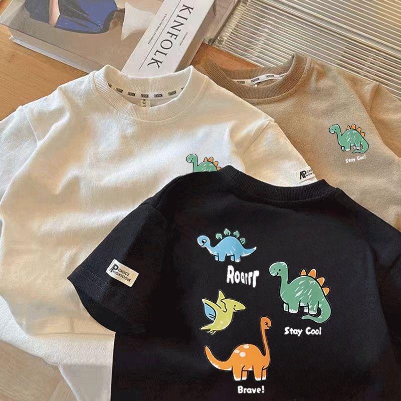 Algodón niños manga corta camiseta verano bebé nuevo chico dibujos animados dinosaurio floral top niños verano legging Application Scenario