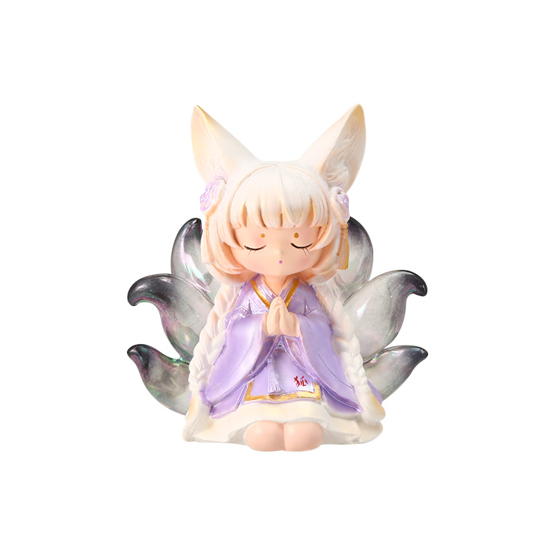 Blind box, trendy toys, figurines, resin nine-tailed fox figurine, new desktop decorative items, office workstation small ornaments Item Picture