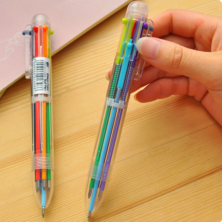P-0115 plastic press oil pen wholesale gift pen 6-color Ballpoint pen Office pen details Picture