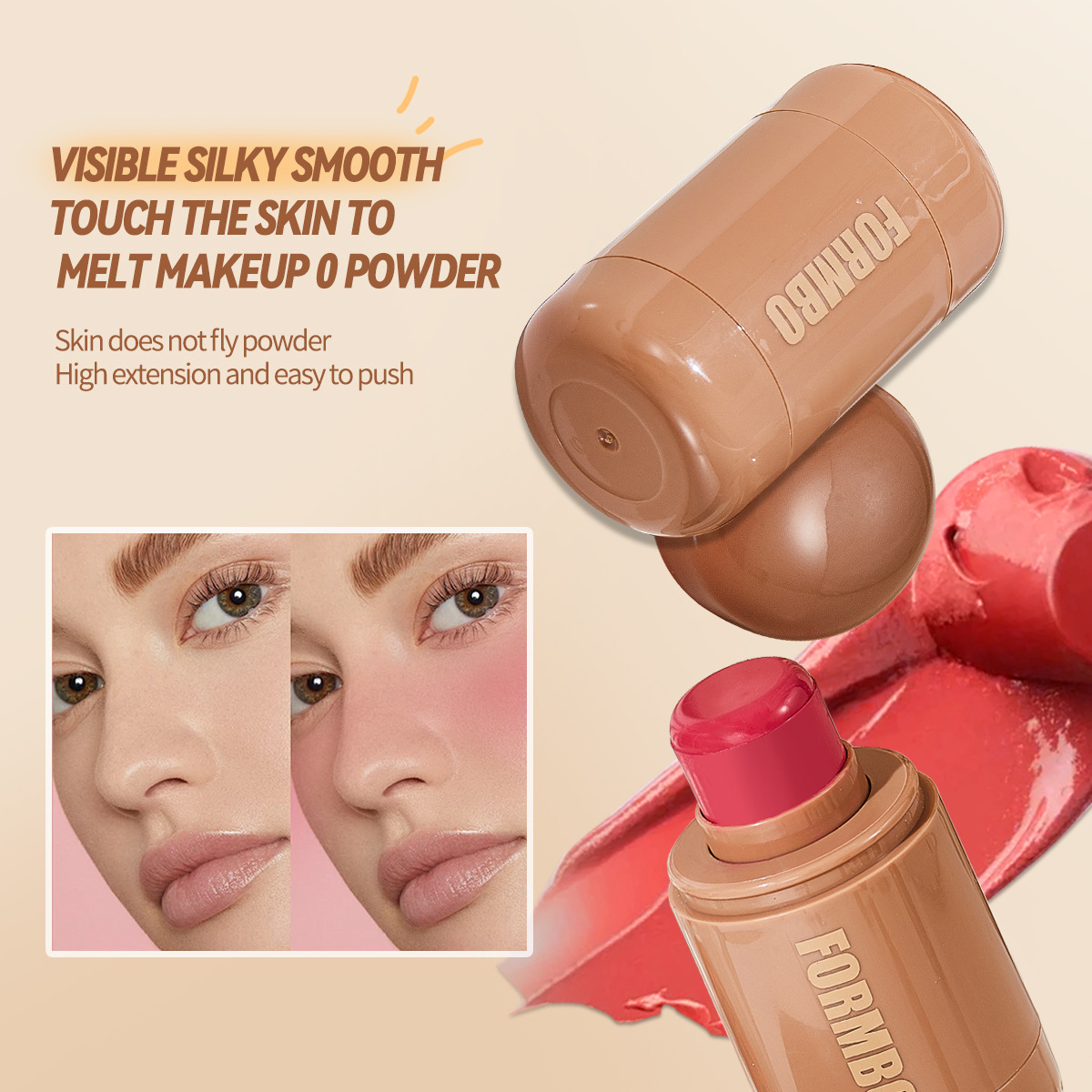 【 Cross-border Exclusive 】FORMBO's best-selling pocket blush sticks for contouring, brightening, highlighting and complexion enhancement wholesale Application Scenario