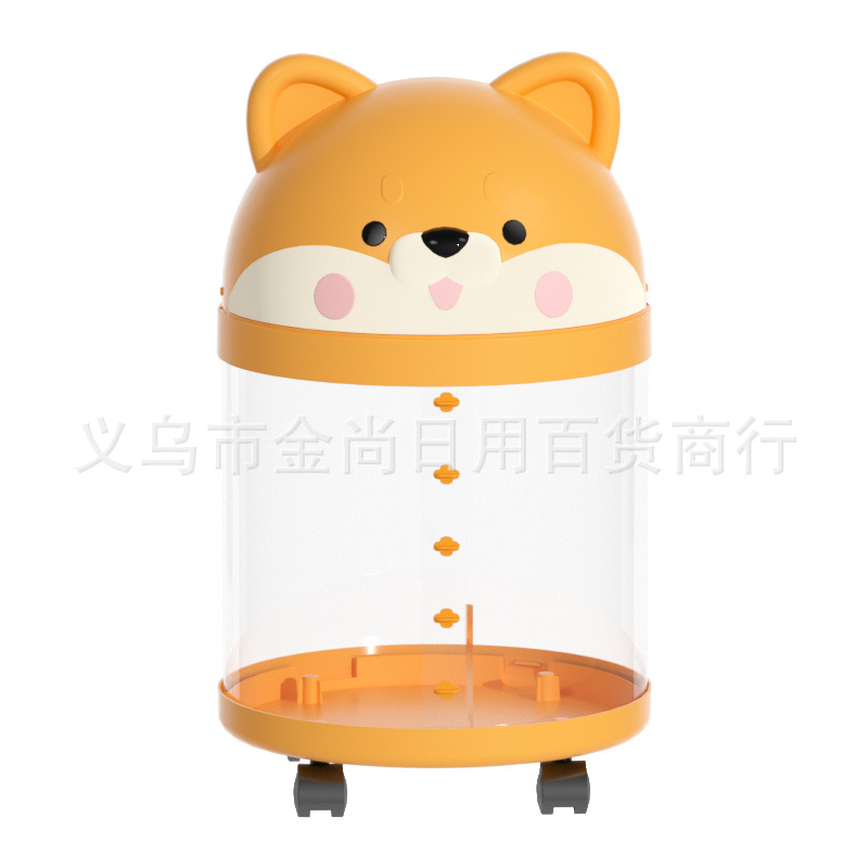 Cartoon dog pulling doll storage bucket, transparent zipper, layered and multi-layer, high appearance level household plush toy storage basket details Picture