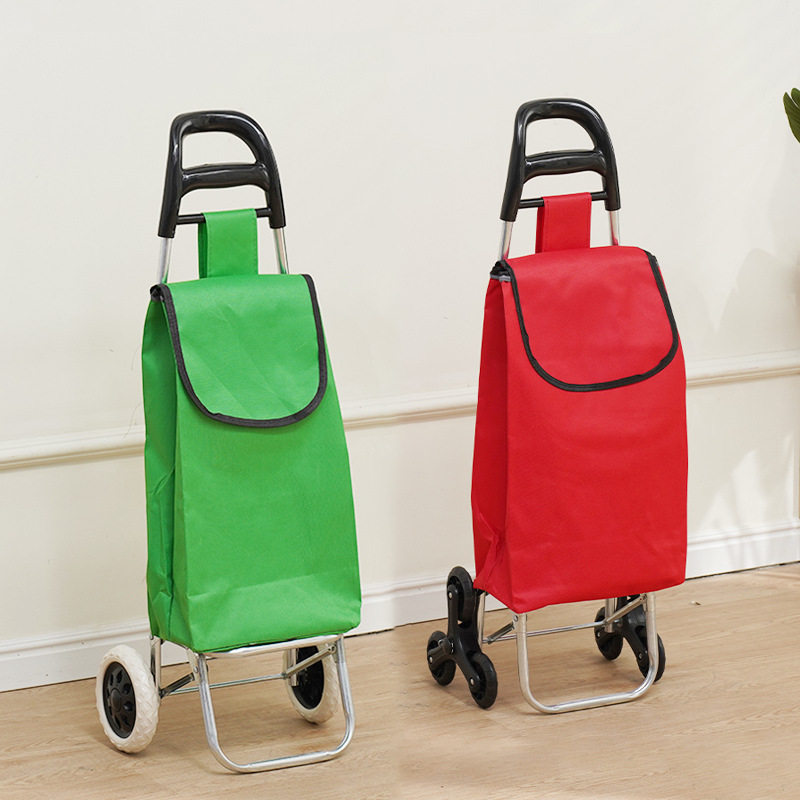 The grocery shopping trolley can climb stairs. The portable shopping cart can be printed with a logo. It is a hand-pushed trolley for the elderly to buy groceries details Picture