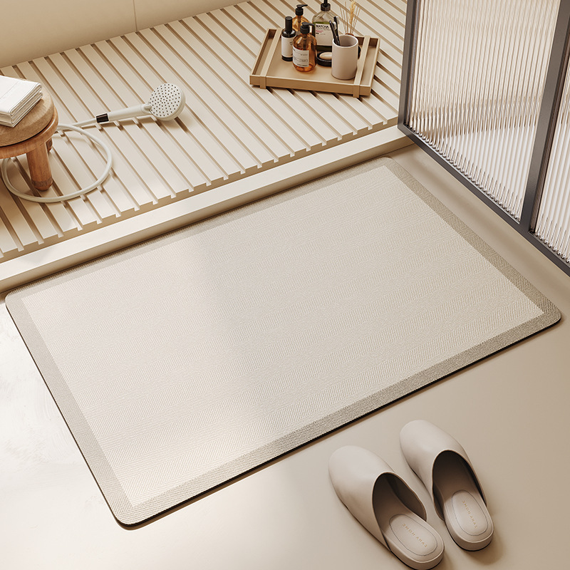 Simple Japanese-style bathroom door water-absorbing floor mat, quick-drying, anti-slip, dirt-resistant and easy-to-maintain diatom mud floor mat Application Scenario