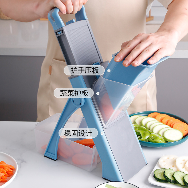 The cross-border multi-functional vegetable slicer offers various uses such as slicing, slicing and grilling. It is a best-selling vegetable slicer for both commercial and household kitchens Specification image