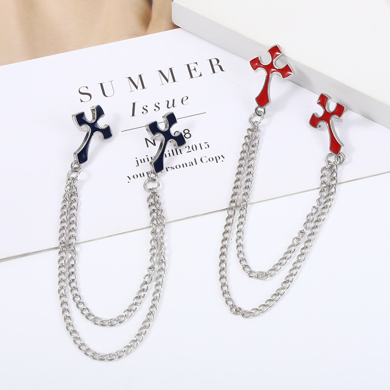 百搭胸针别针衬衫流苏链条十字架领针配饰个性时尚西装胸针防走光