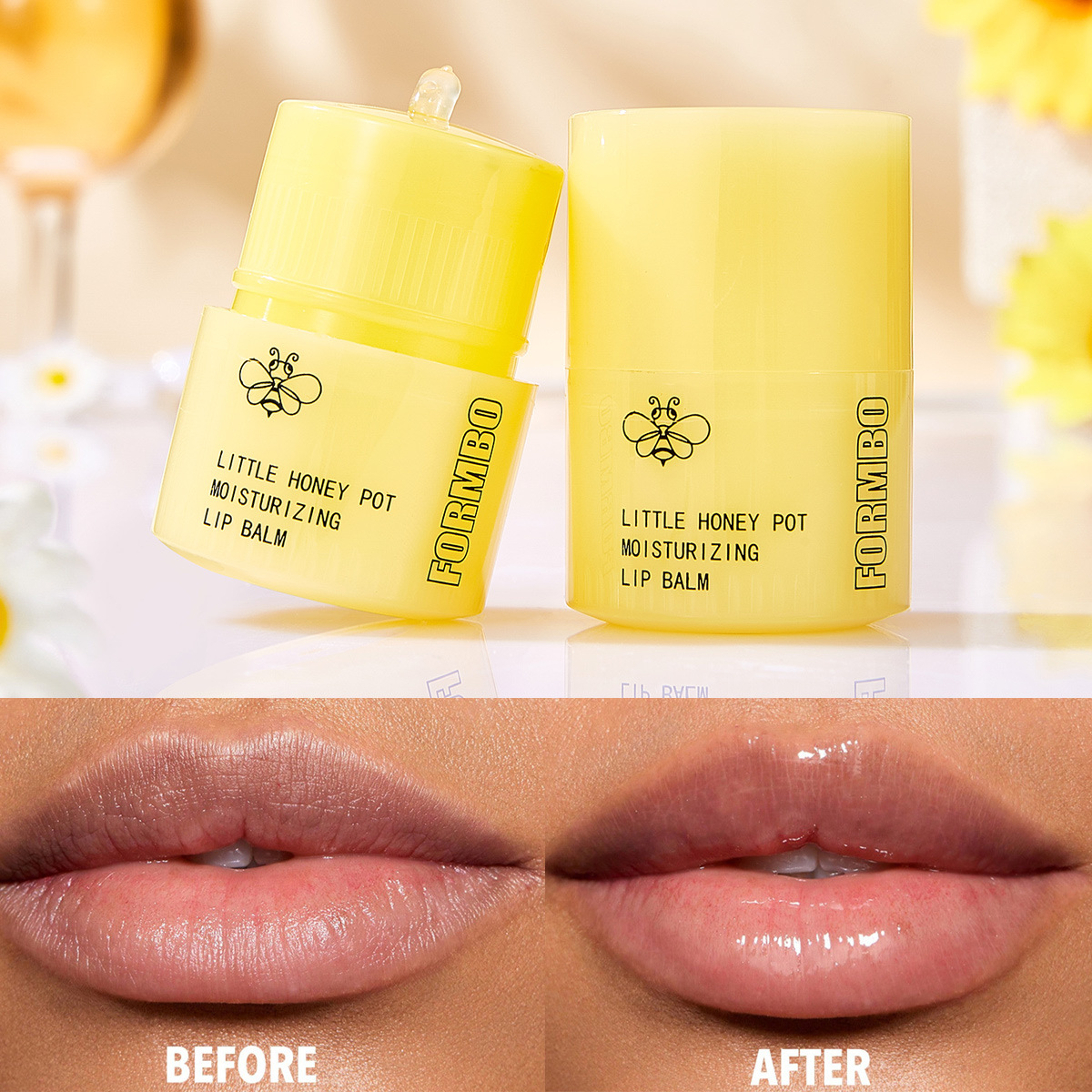 【 Cross-border Exclusive 】FORMBO Small Honey Jar Lip Balm Moisturizing and Hydrating Lip Care Lip Balm Wholesale Application Scenario