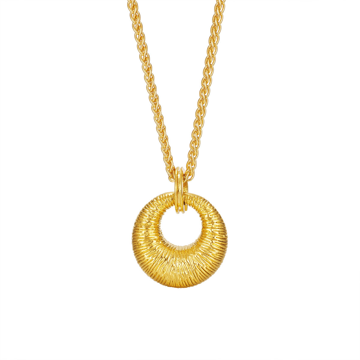 The same style of gold store's sand gold brushed gold tuotuo pendant necklace for women, Chinese-style peace pendant, small gold tuotuo round color hollowed-out Item Picture