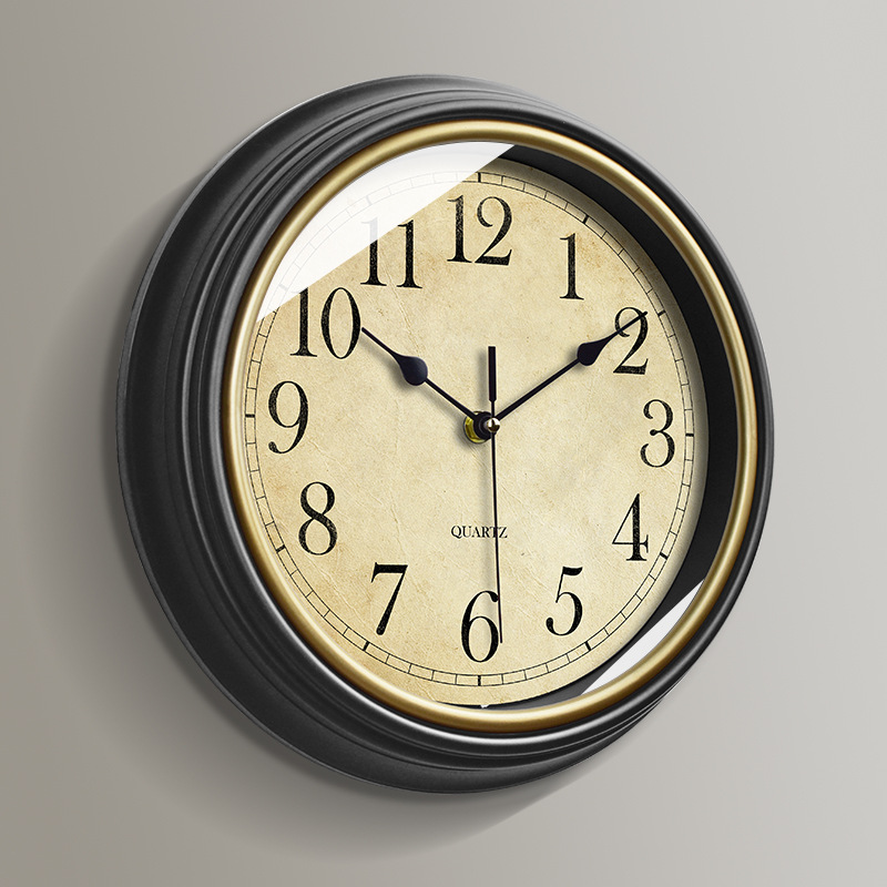 Wholesale Nordic retro wall clocks, European-style silent clocks, living room decoration clocks, wall hanging, home art quartz 30CM Specification image