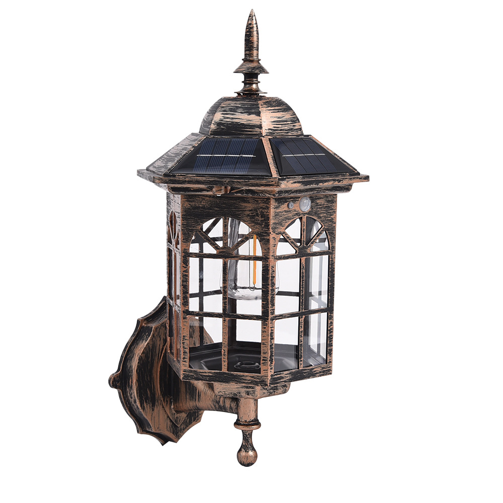 New solar-powered charging wall lamps, outdoor waterproof tungsten filament lamps, retro garden lamps, sensor lamps, garden villa lamps Specification image
