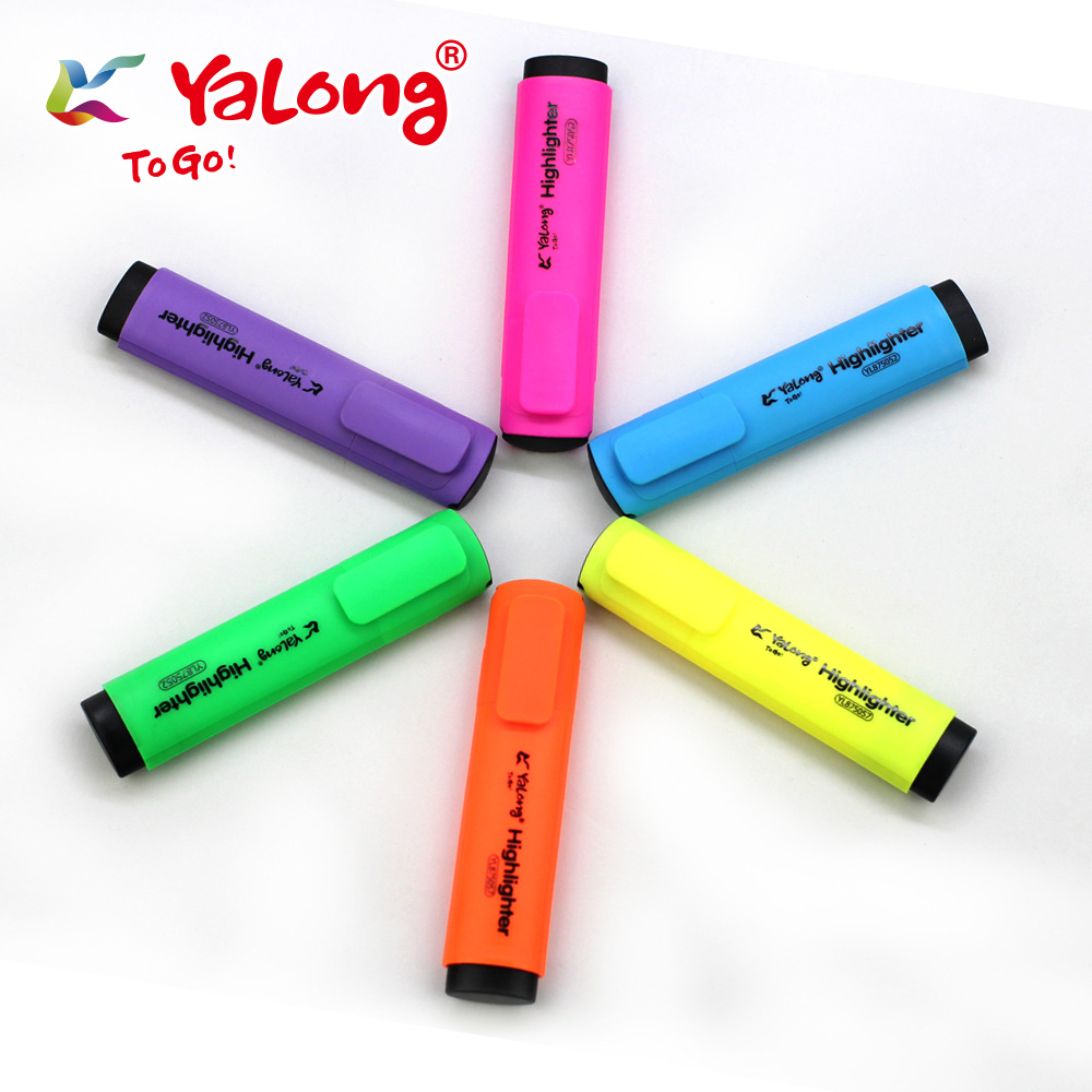 Yalong Cross-border best-selling multi-color art marker pens with flat slanted tips and 12-color office and school highlighters