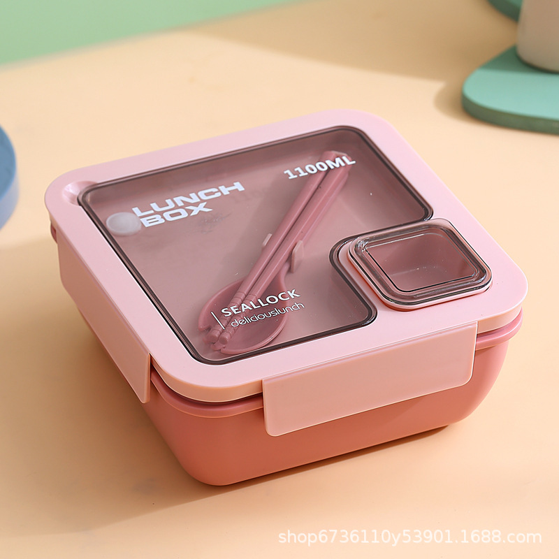 Student Japanese-style compartments lunch box, office worker sealed lunch box, microwave oven-safe and portable details Picture
