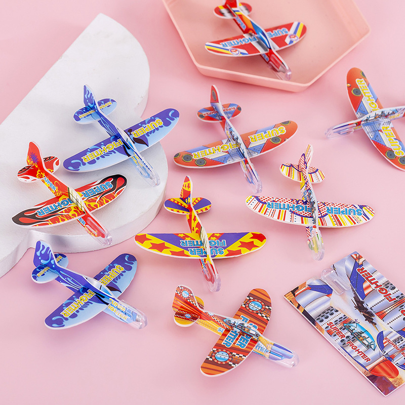 Mini airplane, children's pocket toys, hand-thrown foam airplane, small assembly puzzle model, glider stickers Specification image