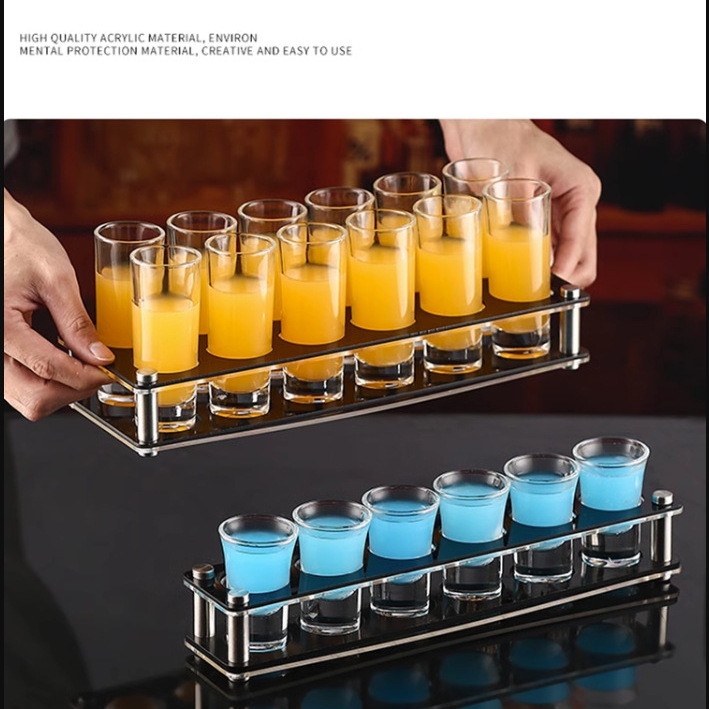 Wholesale of the same style of rainbow wine bullet cup, KTV bar small straight cup, cocktail B52 wine wild grid cup as Erma