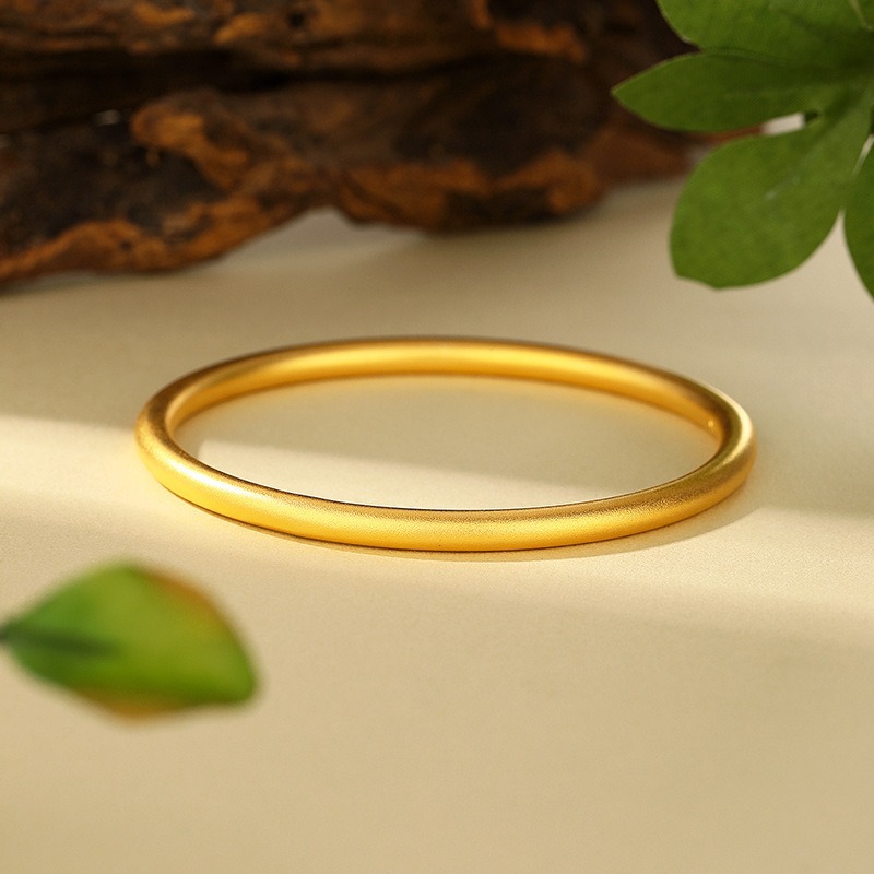 Wholesale of copper gold-plated ancient method frosted plain ring bracelet, solid sand gold bracelet with pigment ring that does not fade for a long time
