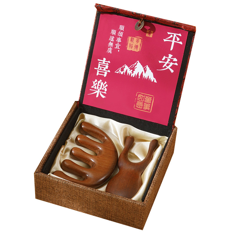 Christmas gift: Sandalwood comb gift box, practical set, birthday girl, mother, wedding, high-end and stylish souvenir Item Picture