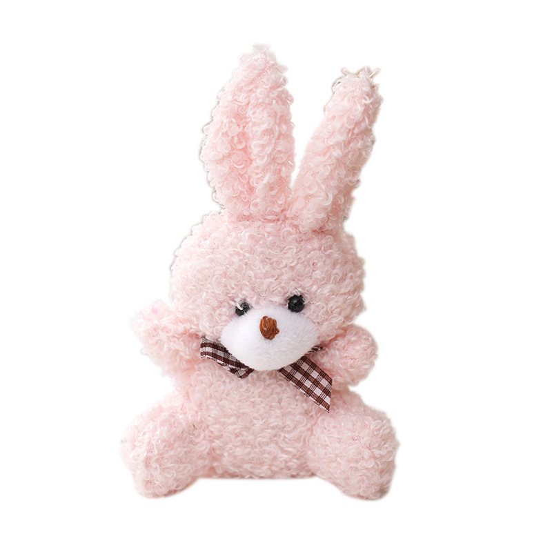 Wholesale of cartoon cute bow tie sitting little rabbit figurines, children's toys, plush pendants, backpacks, keychains and dolls Item Picture