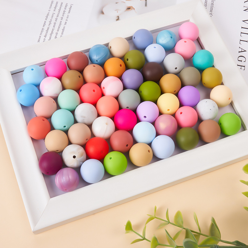 跨境硅胶珠婴儿牙胶15mm硅胶珠子食品级奶嘴链配件批发厂家