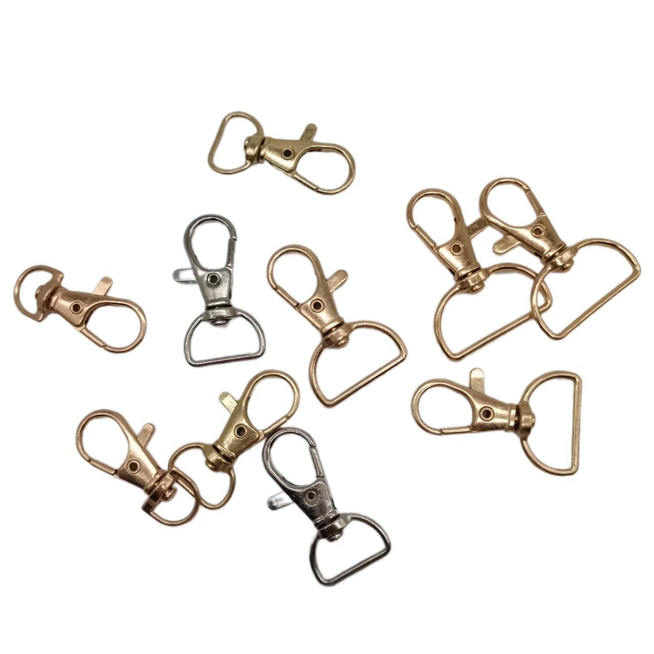 Zinc alloy 3-point fish-mouth buckle, luggage hardware accessories, webbing hook buckle, key pendant, electroplated colored metal dog buckle Item Picture