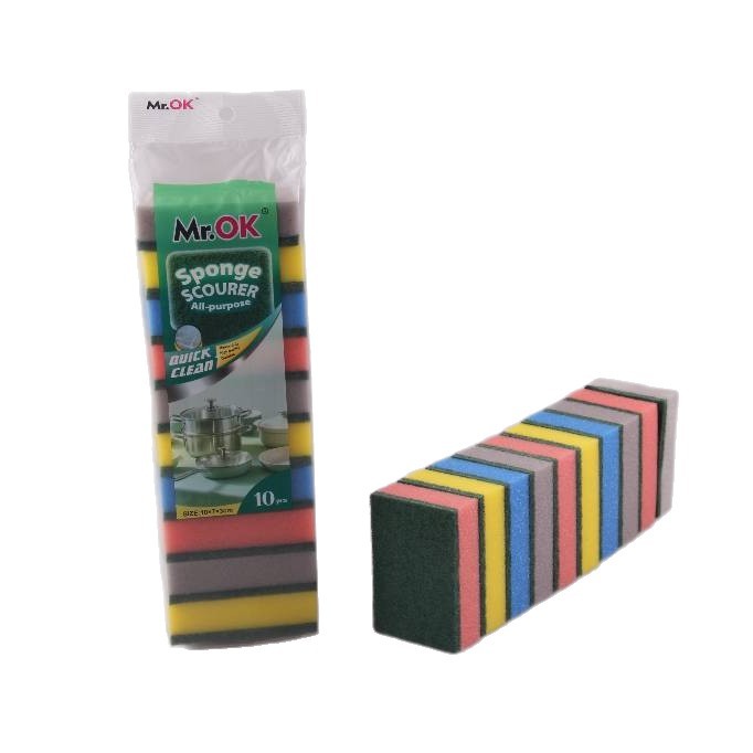 Mr.OK factory direct supply sponge scouring pads, double-sided cleaning sponges, kitchen cleaning sponges, dishwashing sponges, pot scrubbing sponges Item Picture