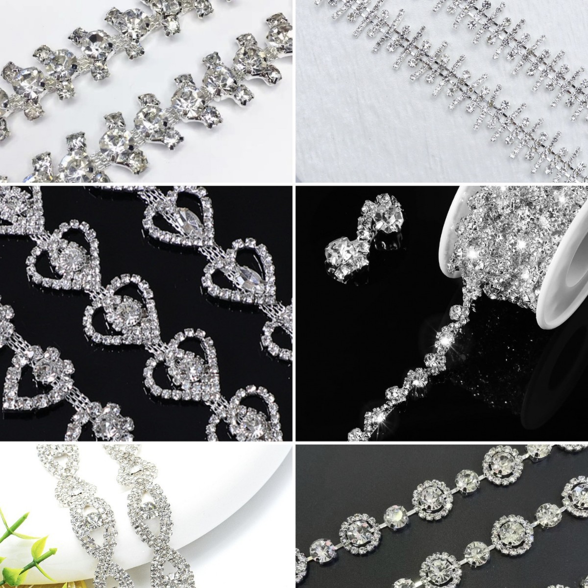 水钻链条手缝钻diy饰品爪链服装辅料钻饰花式码链钻链条配件批发