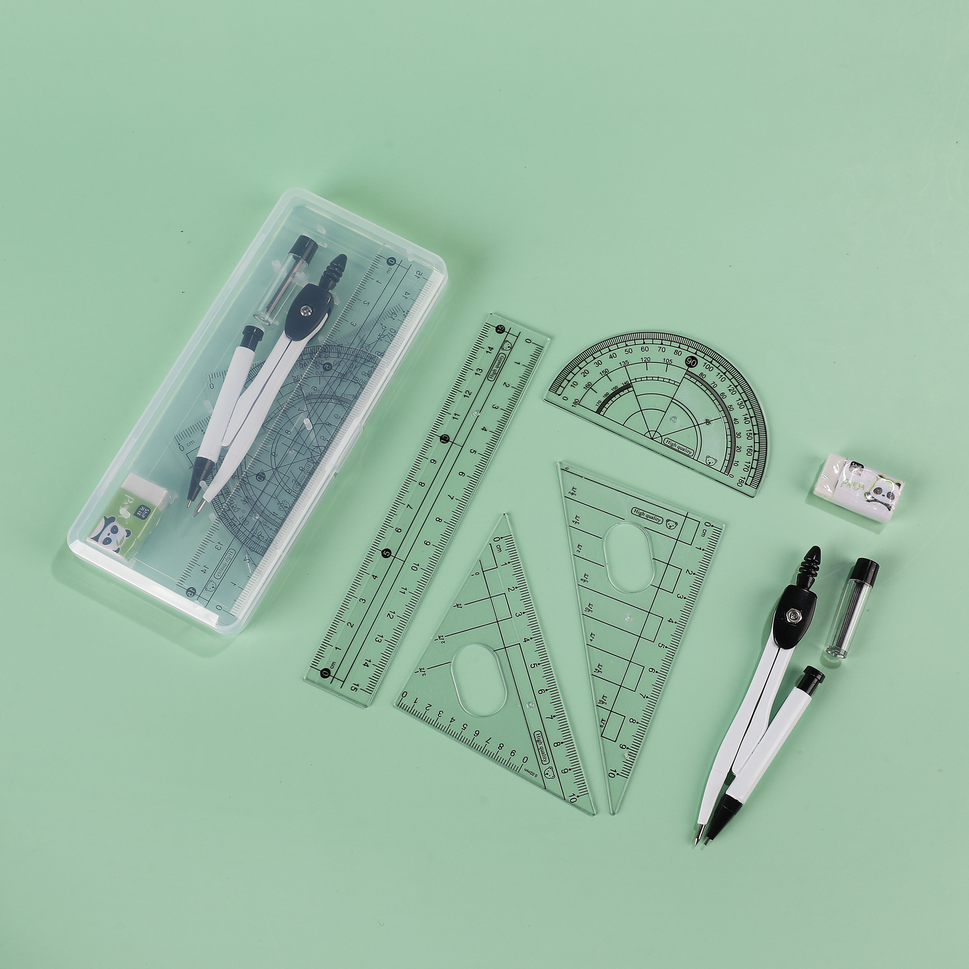3109 Pioneer Student Special Compasses 7-piece Set: Compasses, Rulers, Examination and Study Supplies, Stationery Specification image