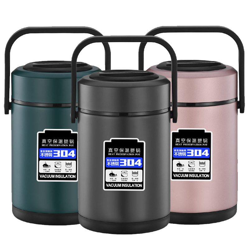 304 stainless steel insulated lunch box, large-capacity insulated bucket, three-layer and multi-layer bento box for adults and students Item Picture