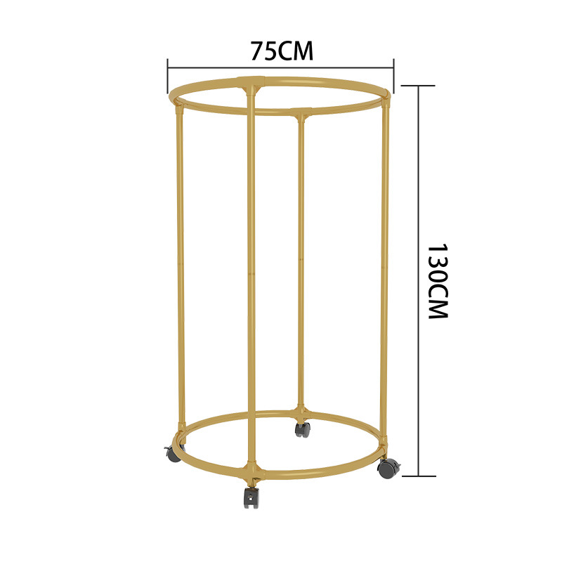 Cross-border new ironwork drop-wheel multi-functional rotating circular clothes drying rack, hanging rack, clothing store display rack batch Item Picture