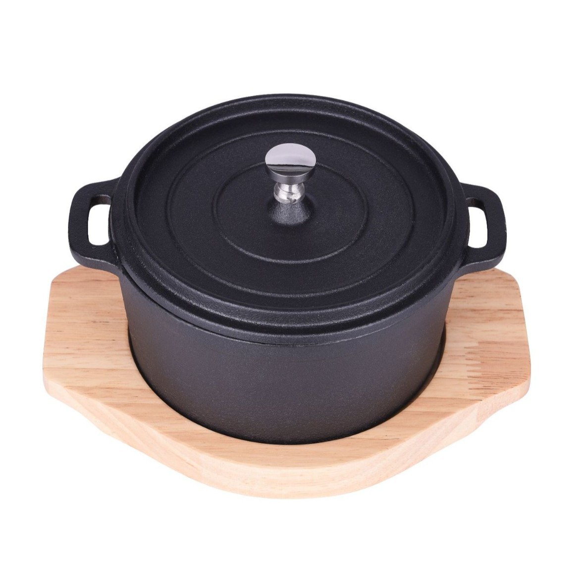 Cross-border multi-layer thickened cast iron soup pot, double-ear deepened flat bread pot, universal uncoated anti-rust and non-stick stew pot Item Picture