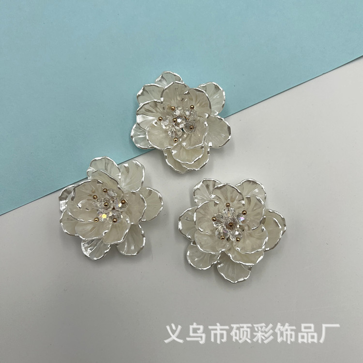 Factory direct supply of double-layer flower accessories, hairpins, grabbers, and imitation pearl petal flower materials Specification image